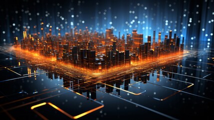 Connected future: Big data connection technology concept. Big Data Circuit