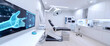 © Stock Media Labs - A future hospital with medical high tech healthcare, medical devices in hybrid medical room. Monitor show touching Ui and icon future of medical technology