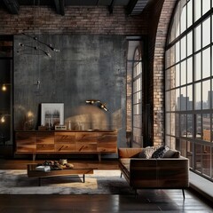 Living room interior in modern loft style.