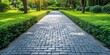 Driveway Or Walkway, Constructed With Ecoconscious Permeable Materials For Water Drainage. Сoncept Ecofriendly Driveway, Permeable Walkway, Sustainable Construction, Water Drainage Solutions