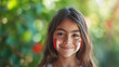 © yanapopovaiv - girl, about 10 years old, with a Mexican flag painted on her cheeks, on the street