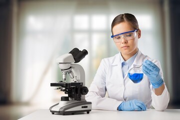 Poster - Modern medical laboratory scientist working  for medicine.