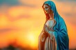 © ORG - Statue of Our lady of grace virgin Mary with Bright Blue Sky