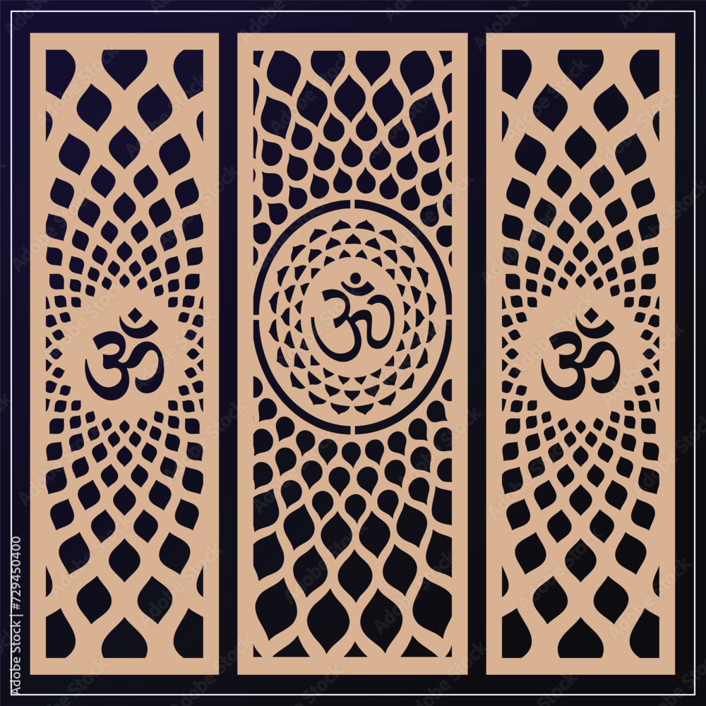 Octagonal Jali Frame Om Jali design used for temples, Mandir. Om acrylic jali, corian jali ...