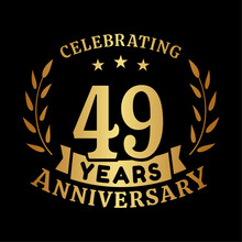 49th Anniversary Celebration Design Template. 49 Years Vector And Illustration.
