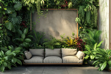 Modern Creative Living Room Interior Design Backdrop Ideas Concept House Beautiful Background Elevation Of Sofa With Decorative Photo Paint Frame Full Wall Background, Many Tropical Plants