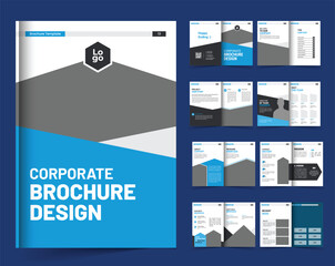 Wall Mural - 16 page company profile corporate bifold business brochure template layout design, modern brochure editable template layout design with professional colors