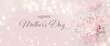 Happy Mother's Day greeting card with pink flowers on bokeh lights background - Mother Day congratulations