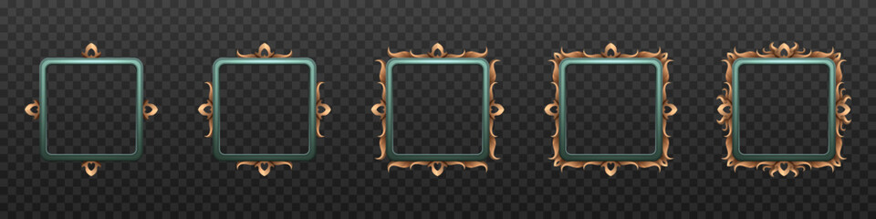 Wall Mural - Metallic Vintage Style Game avatar Frames with Gold Border for Game UI Designs