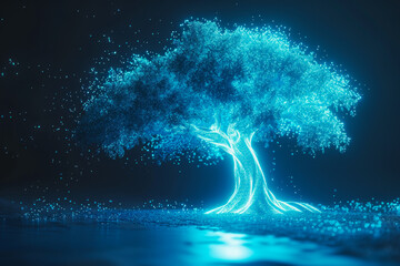 Wall Mural - tree, night, nature, sky, background, light, dark, blue.
