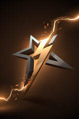 Wall Mural - star shape with lightning sign and effects