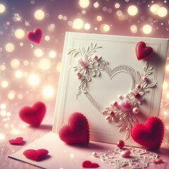 Wall Mural - Background with greeting card  and hearts. AI