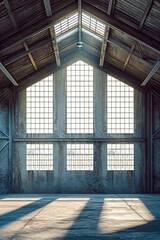 Canvas Print - The inside of building with large windows that let sunlight in.