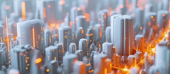 Wall Mural - futuristic white metropolis controlled by wireless technology, with smart city and internet of thing