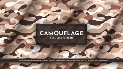 Wall Mural - Set 5 Seamless Camouflage Patterns. War Illustration. Traditional Military Texture. Army Background