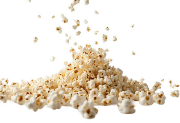 Wall Mural - Falling popcorn isolated on white background