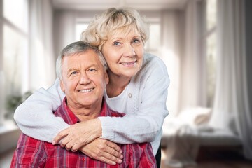 Sticker - Portrait of senior couple posing at home