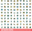© ylivdesign - 100 bank icons set. Color line set of bank vector icons thin line color flat on white