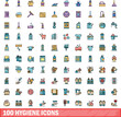 © ylivdesign - 100 hygiene icons set. Color line set of hygiene vector icons thin line color flat on white
