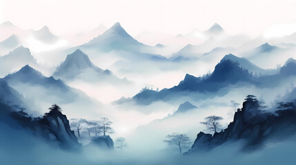 Wall Mural - Majestic mountains, panoramic peaks PPT background