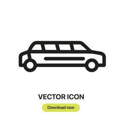 Aufkleber - Limousine icon vector. Linear-style sign for mobile concept and web design. Limousine symbol illustration. Pixel vector graphics - Vector.	
