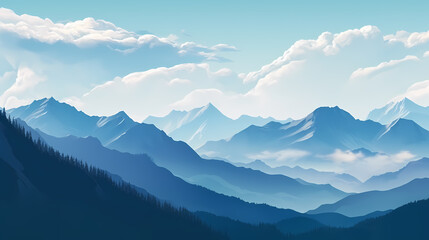 Wall Mural - Majestic mountains, panoramic peaks PPT background