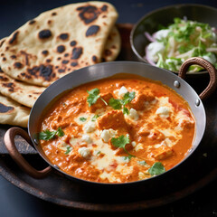 Wall Mural - Indian food paneer makhani and butter nan