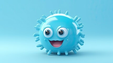 Wall Mural - 3D cute creature isolated on blue background