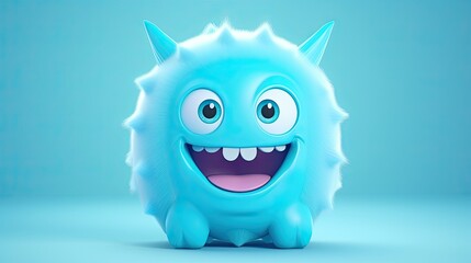 Wall Mural - 3D cute creature isolated on blue background