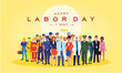 May 1 labor day celebration message, social media post design vector.	