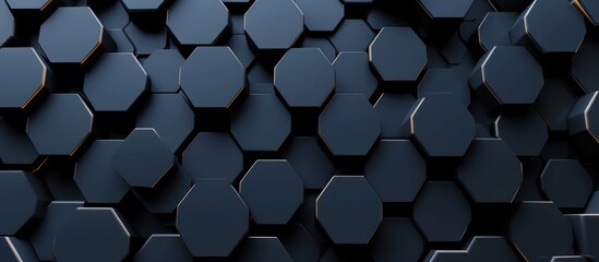 Wall Mural - Abstract 3d black hexagons background pattern. AI generated image
