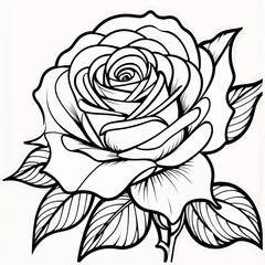 Rose flower coloring book pages for children and adults