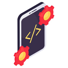 unique design icon of mobile coding