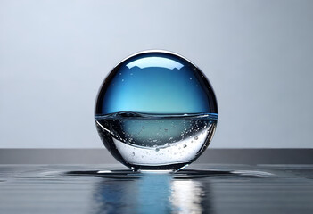 Wall Mural - Glass ball with water and bubbles