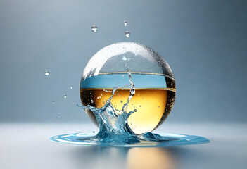 Wall Mural - Glass ball with water and bubbles