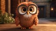 pixar owl with glasses AI generative