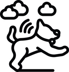 Wall Mural - Jumping dog tracker icon outline vector. Online urban view. Button canine