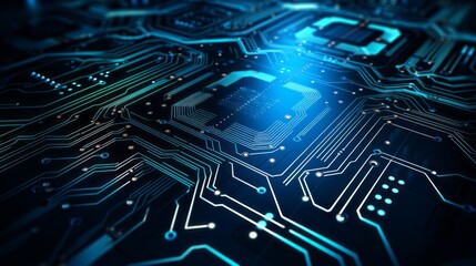 Wall Mural - futuristic circuit board abstract: high-tech technology concept illustration