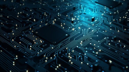 Wall Mural - futuristic circuit board abstract: high-tech technology concept illustration