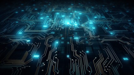 Wall Mural - futuristic circuit board abstract: high-tech technology concept illustration
