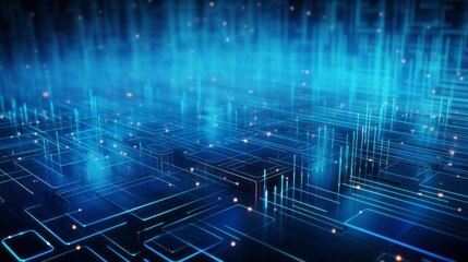 Wall Mural - futuristic data link technology background in vivid blue tones - illustration