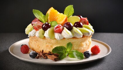 Wall Mural - cake with fruits and cream