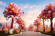 Candy Trees in a Sweet candy Park, A sweet park where trees are crafted from colorful candies
