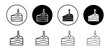 Cake vector icon set collection. Cake Outline flat Icon.