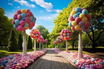 Wall Mural - Candy Trees in a Sweet Park, A sweet park from colorful candies