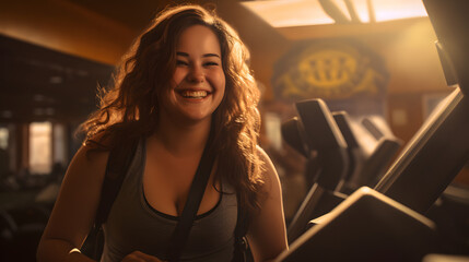 Wall Mural - A radiant woman beams at the camera, her joyful smile framed by the indoor setting of a wall and ceiling, exuding confidence and style in her clothing as she embodies the essence of a confident girl