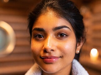 Poster - Indian woman in the spa of the hotel on relaxing vacation.