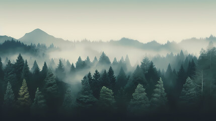  Forest landscape, exotic foggy forest