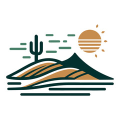 Wall Mural - Desert logo, flat design. Vector illustration for posters, stickers, clothes, etc.