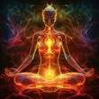Harmonizing Chakras in Meditation: Aura and Energy Body Illustration